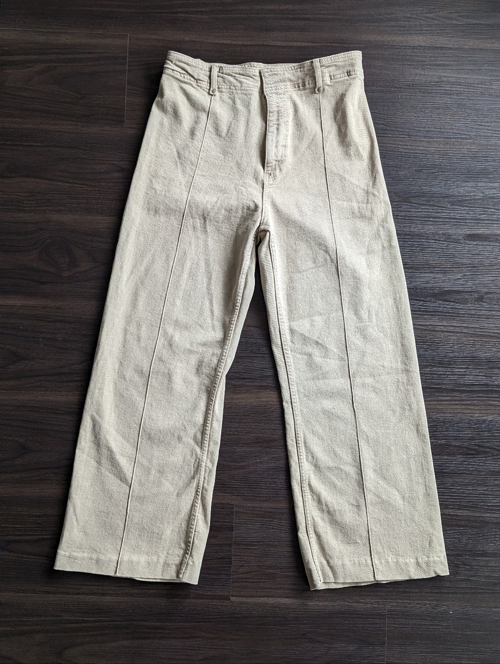Zara Tan High Rise Wide Leg Trouser Jeans 12 Minimalist